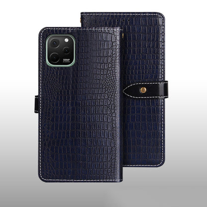 For Huawei nova Y61 4G idewei Crocodile Texture Leather Phone Case(Dark Blue) by idewei