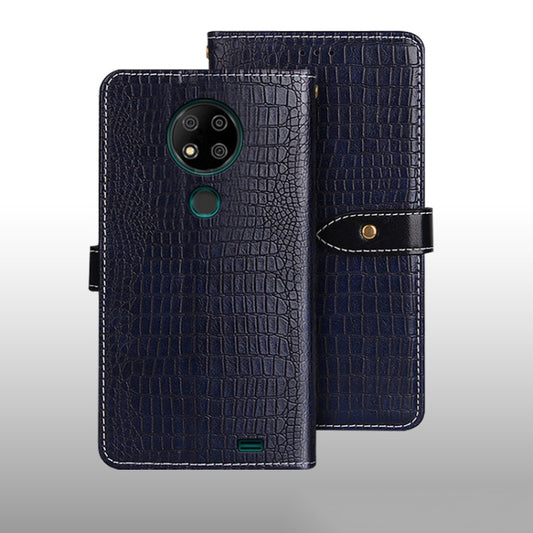 For Oukitel C19 Pro idewei Crocodile Texture Leather Phone Case(Dark Blue) by idewei