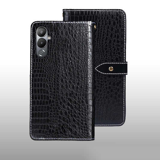 For Tecno Pova 4 idewei Crocodile Texture Leather Phone Case(Black) by idewei