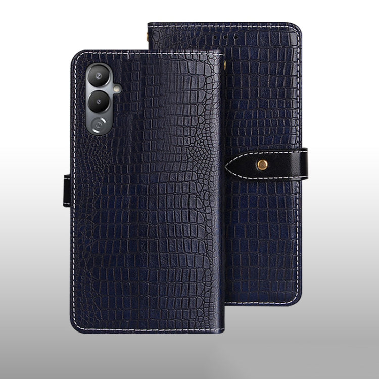 For Tecno Pova 4 idewei Crocodile Texture Leather Phone Case(Dark Blue) by idewei