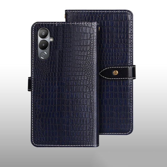 For Tecno Pova 4 idewei Crocodile Texture Leather Phone Case(Dark Blue) by idewei