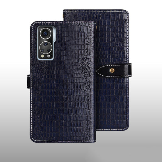 For ZTE Axon 30S idewei Crocodile Texture Leather Phone Case(Dark Blue) by idewei