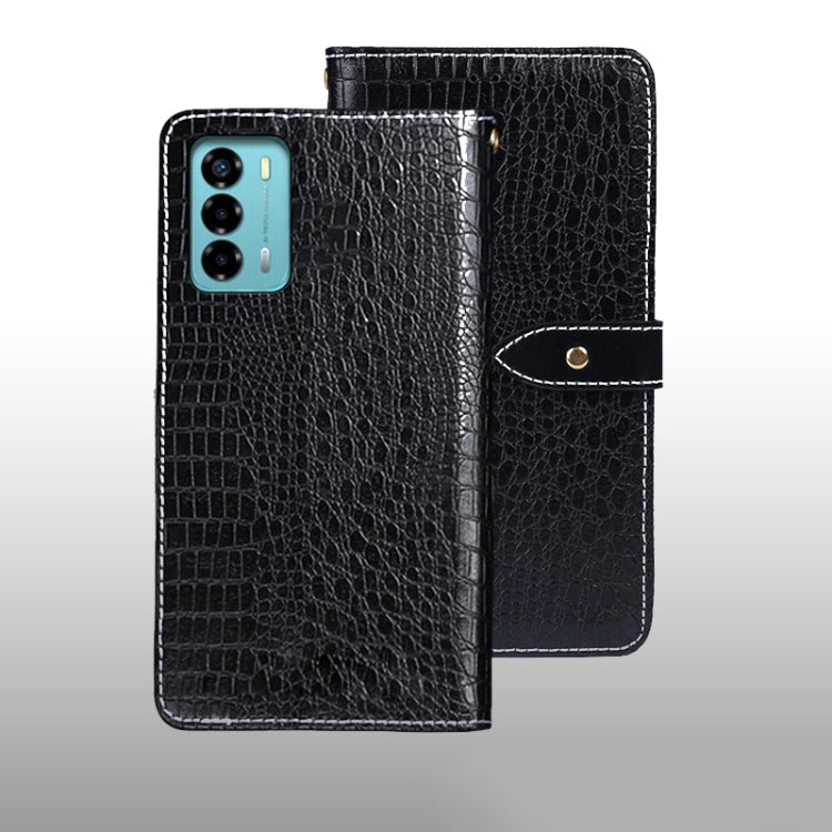 For ZTE Blade A72 4G idewei Crocodile Texture Leather Phone Case(Black) by idewei