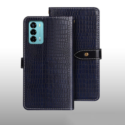 For ZTE Blade A72 4G idewei Crocodile Texture Leather Phone Case(Dark Blue) by idewei