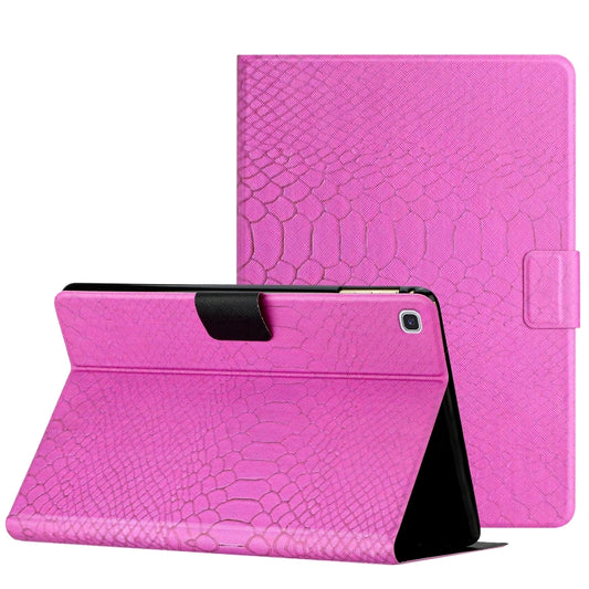 For Samsung Galaxy Tab A7 10.4 2020 Solid Color Crocodile Texture Leather Smart Tablet Case(Rose Red) by bashfashion