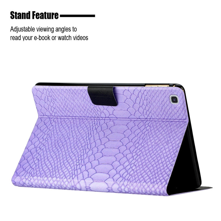 For Samsung Galaxy Tab A7 10.4 2020 Solid Color Crocodile Texture Leather Smart Tablet Case(Purple) by bashfashion