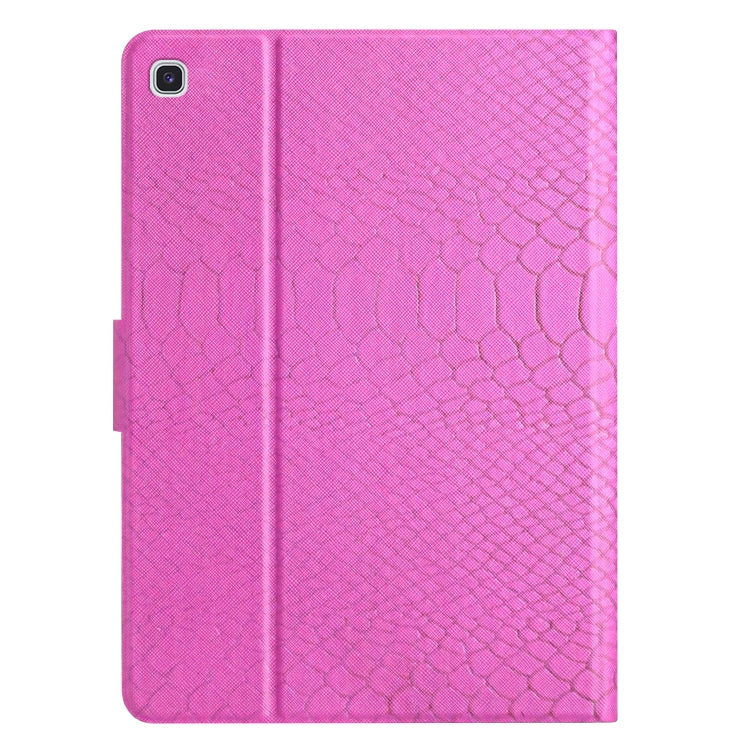 For Samsung Galaxy Tab A7 Lite Solid Color Crocodile Texture Leather Smart Tablet Case(Rose Red) by bashfashion
