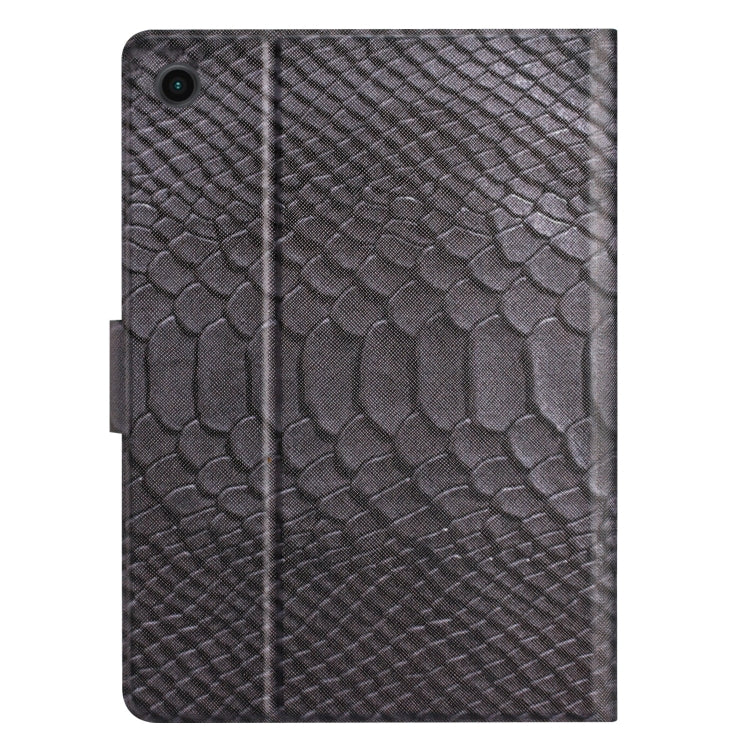 For Samsung Galaxy Tab A8 Solid Color Crocodile Texture Leather Smart Tablet Case(Black) by bashfashion