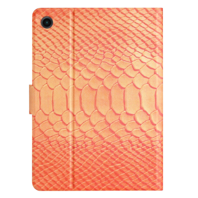 For Samsung Galaxy Tab A8 Solid Color Crocodile Texture Leather Smart Tablet Case(Orange) by bashfashion