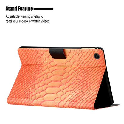 For Samsung Galaxy Tab A8 Solid Color Crocodile Texture Leather Smart Tablet Case(Orange) by bashfashion