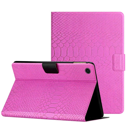 For Samsung Galaxy Tab A8 Solid Color Crocodile Texture Leather Smart Tablet Case(Rose Red) by bashfashion