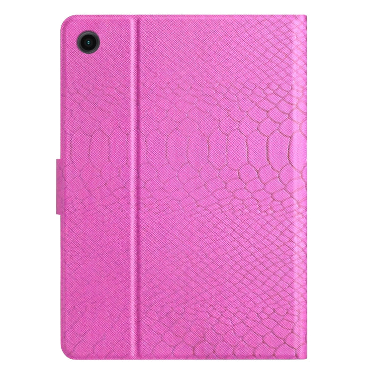 For Samsung Galaxy Tab A8 Solid Color Crocodile Texture Leather Smart Tablet Case(Rose Red) by bashfashion