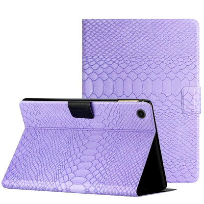 For Samsung Galaxy Tab A8 Solid Color Crocodile Texture Leather Smart Tablet Case(Purple) by bashfashion