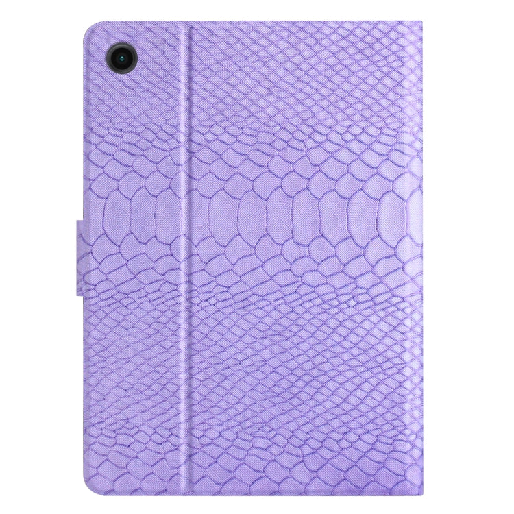For Samsung Galaxy Tab A8 Solid Color Crocodile Texture Leather Smart Tablet Case(Purple) by bashfashion