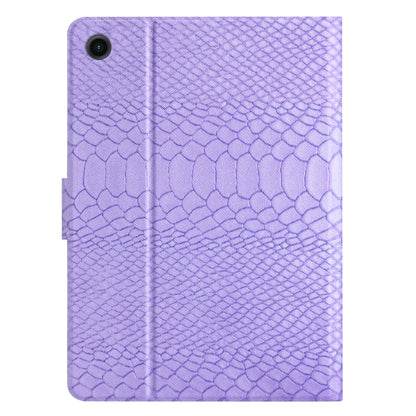 For Samsung Galaxy Tab A8 Solid Color Crocodile Texture Leather Smart Tablet Case(Purple) by bashfashion