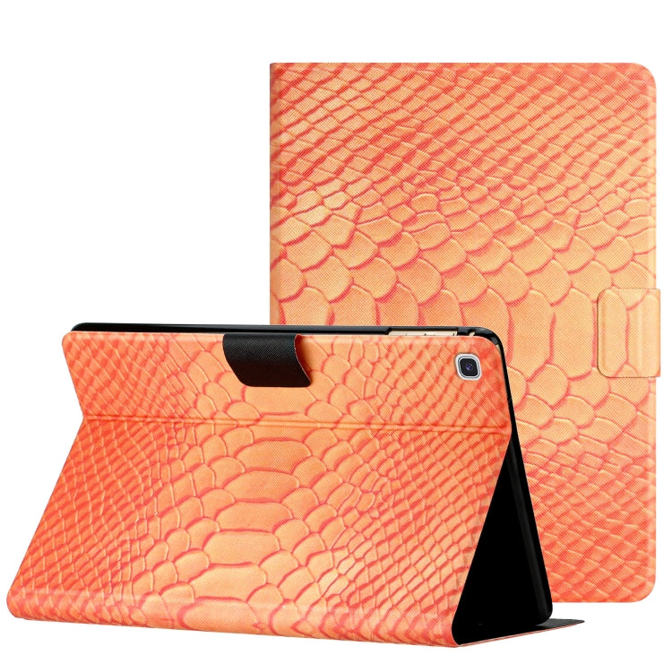 For Samsung Galaxy Tab S6 Lite Solid Color Crocodile Texture Leather Smart Tablet Case(Orange) by bashfashion