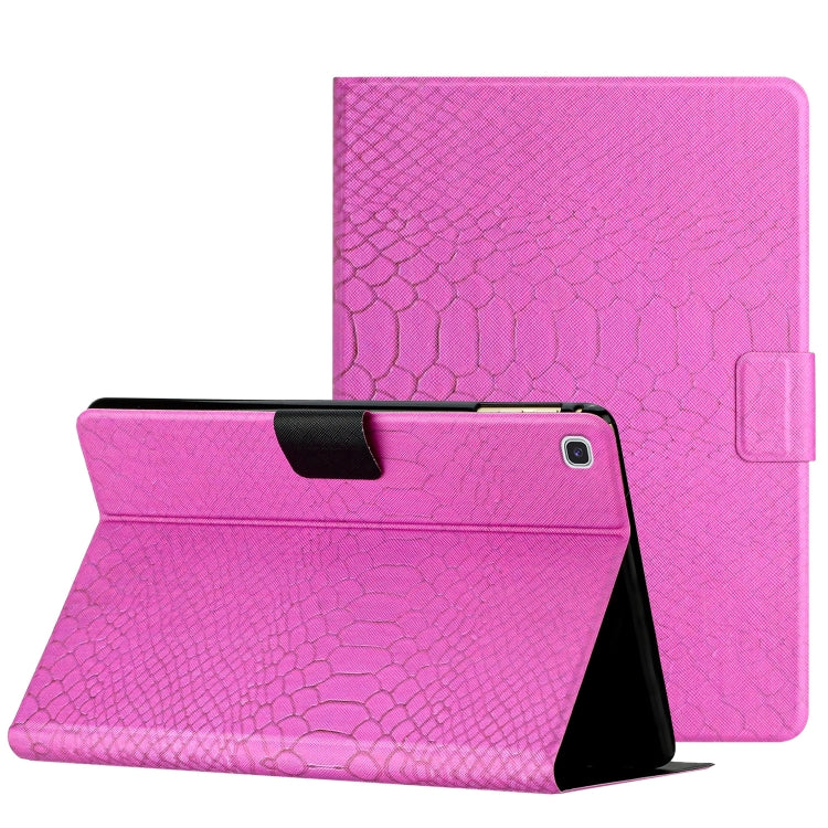 For Samsung Galaxy Tab S6 Lite Solid Color Crocodile Texture Leather Smart Tablet Case(Rose Red) by bashfashion
