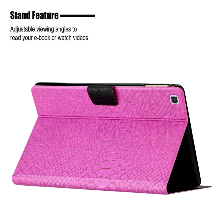 For Samsung Galaxy Tab S6 Lite Solid Color Crocodile Texture Leather Smart Tablet Case(Rose Red) by bashfashion