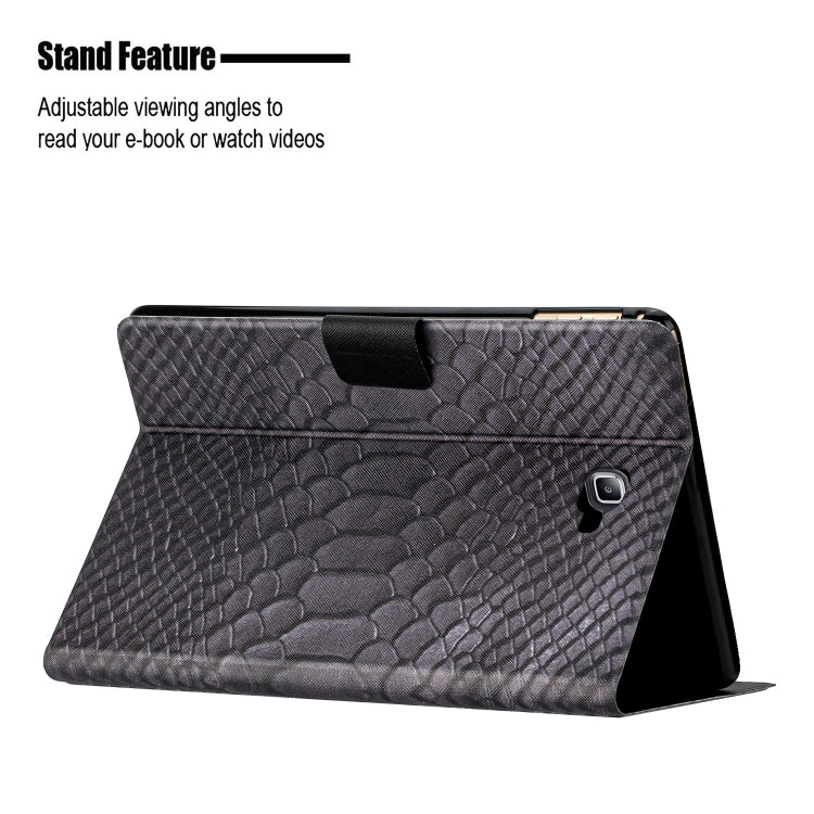 For Samsung Galaxy Tab A10.1 T850 Solid Color Crocodile Texture Leather Smart Tablet Case(Black) by bashfashion