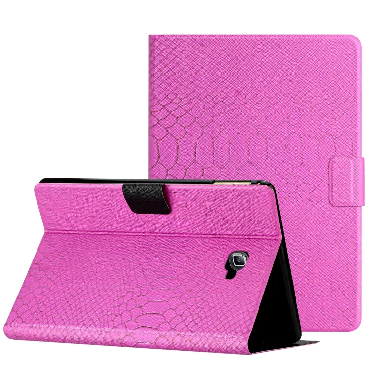 For Samsung Galaxy Tab A10.1 T850 Solid Color Crocodile Texture Leather Smart Tablet Case(Rose Red) by bashfashion