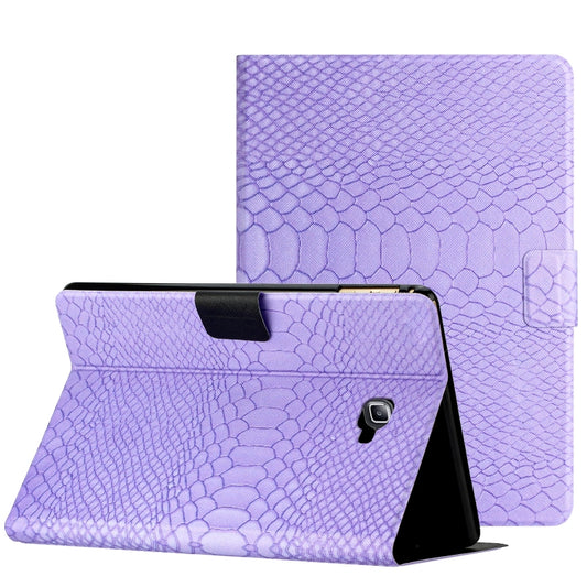 For Samsung Galaxy Tab A10.1 T850 Solid Color Crocodile Texture Leather Smart Tablet Case(Purple) by bashfashion
