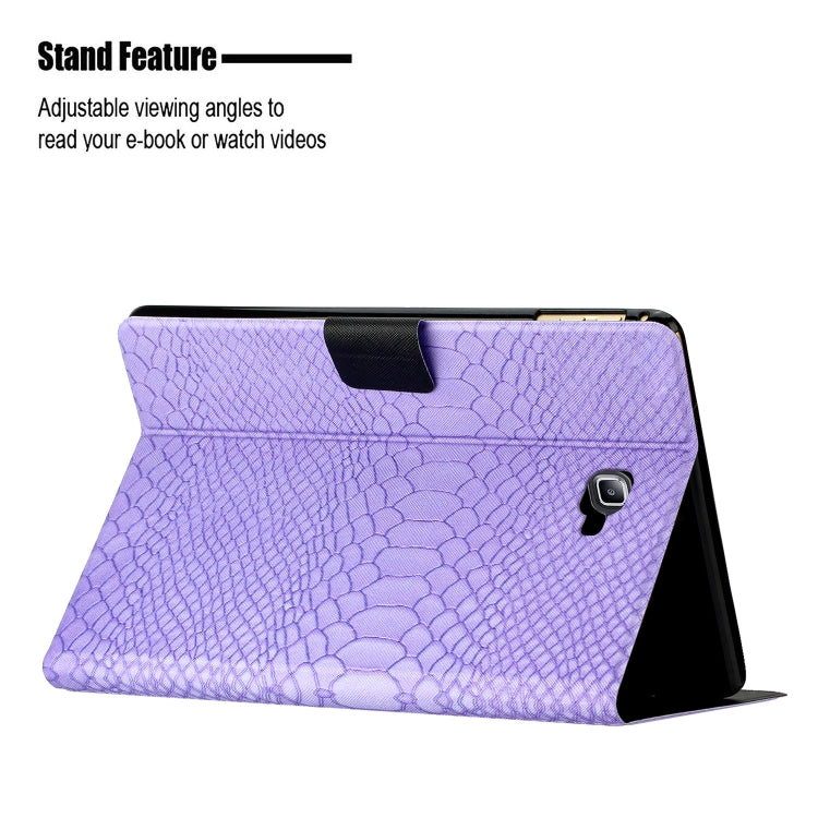 For Samsung Galaxy Tab A10.1 T850 Solid Color Crocodile Texture Leather Smart Tablet Case(Purple) by bashfashion