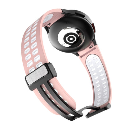 For Samsung Galaxy Watch5 Pro Double-row Hole Folding Buckle Silicone Watch Band(Pink White) by bashfashion