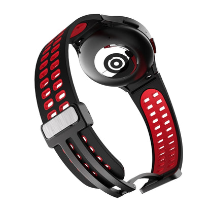 For Samsung Galaxy Watch5 Pro Double-row Hole Folding Buckle Silicone Watch Band(Black Red) by bashfashion