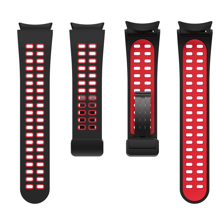 For Samsung Galaxy Watch5 Pro Double-row Hole Folding Buckle Silicone Watch Band(Black Red) by bashfashion