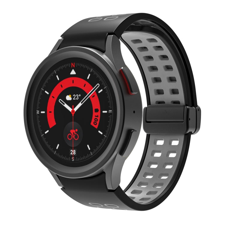 For Samsung Galaxy Watch5 Pro Double-row Hole Folding Buckle Silicone Watch Band(Black Grey) by bashfashion