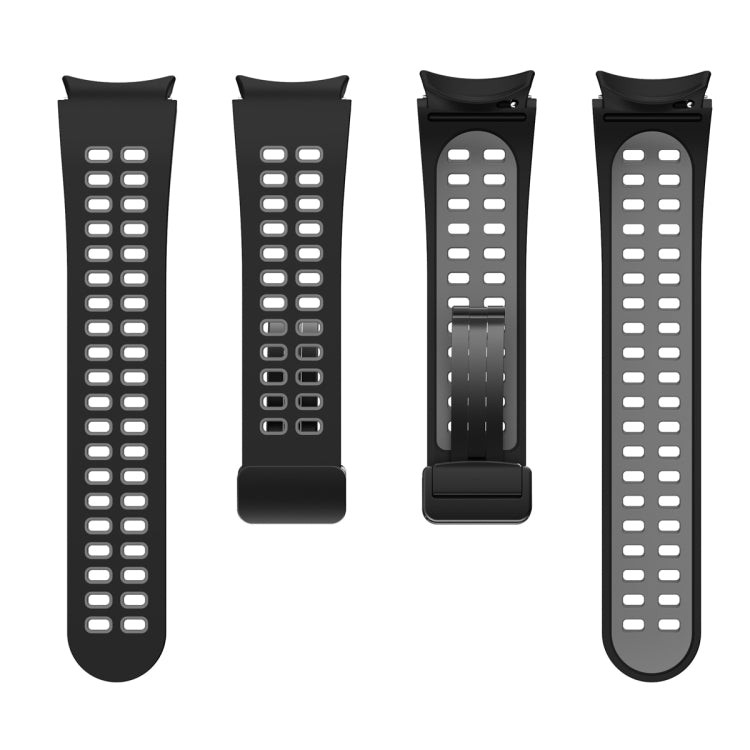 For Samsung Galaxy Watch5 Pro Double-row Hole Folding Buckle Silicone Watch Band(Black Grey) by bashfashion