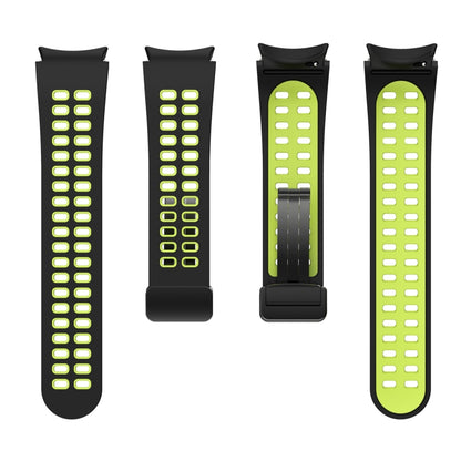 For Samsung Galaxy Watch5 Pro Double-row Hole Folding Buckle Silicone Watch Band(Black Green) by bashfashion