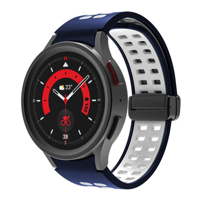 For Samsung Galaxy Watch5 Pro Double-row Hole Folding Buckle Silicone Watch Band(Blue White) by bashfashion