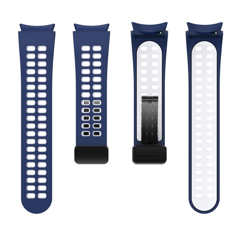 For Samsung Galaxy Watch5 Pro Double-row Hole Folding Buckle Silicone Watch Band(Blue White) by bashfashion