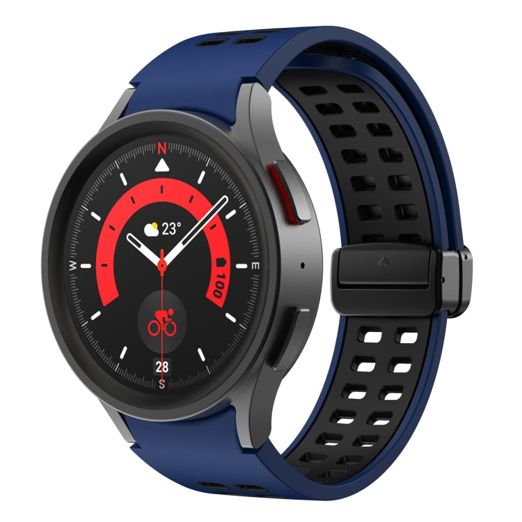For Samsung Galaxy Watch5 Pro Double-row Hole Folding Buckle Silicone Watch Band(Blue Black) by bashfashion