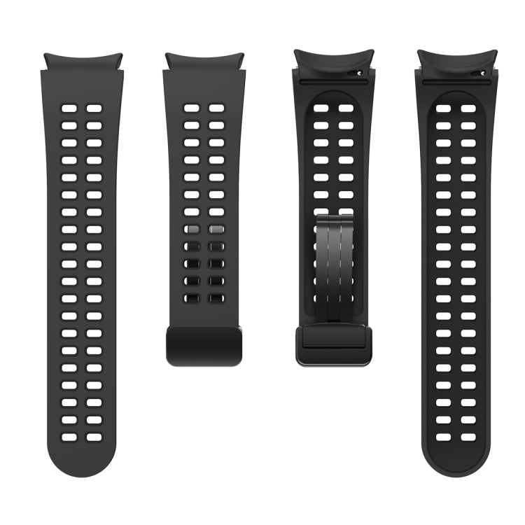 For Samsung Galaxy Watch5 Pro Double-row Hole Folding Buckle Silicone Watch Band(Black) by bashfashion