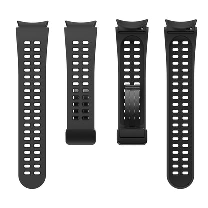 For Samsung Galaxy Watch5 Pro Double-row Hole Folding Buckle Silicone Watch Band(Black) by bashfashion