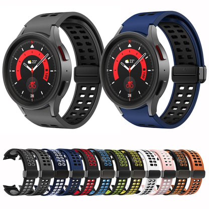 For Samsung Galaxy Watch5 Pro Double-row Hole Folding Buckle Silicone Watch Band(Black) by bashfashion