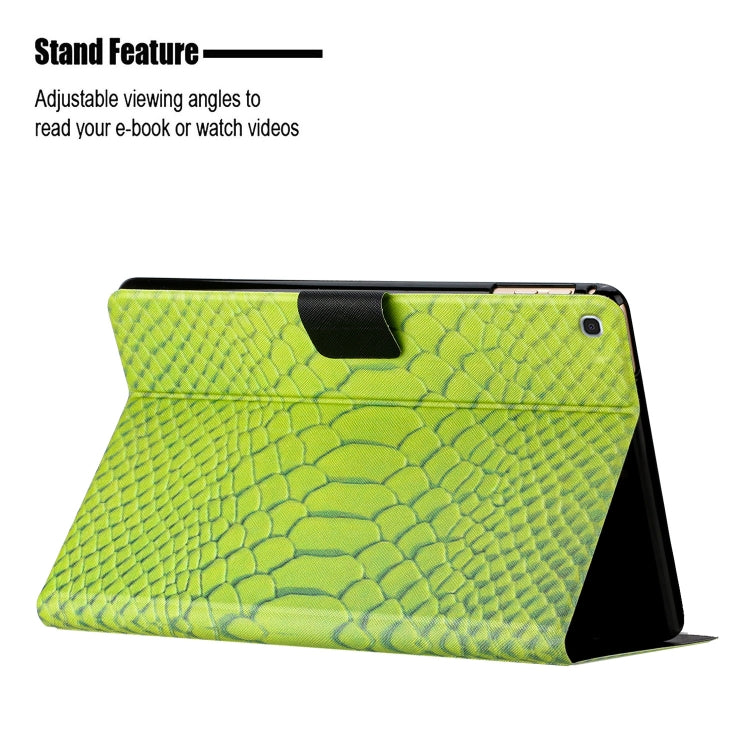 For Samsung Galaxy Tab A 10.1 2019 T510 Solid Color Crocodile Texture Leather Tablet Case(Green) by bashfashion