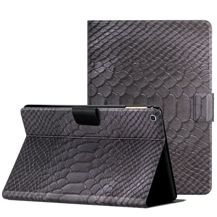 For Samsung Galaxy Tab A 10.1 2019 T510 Solid Color Crocodile Texture Leather Tablet Case(Black) by bashfashion