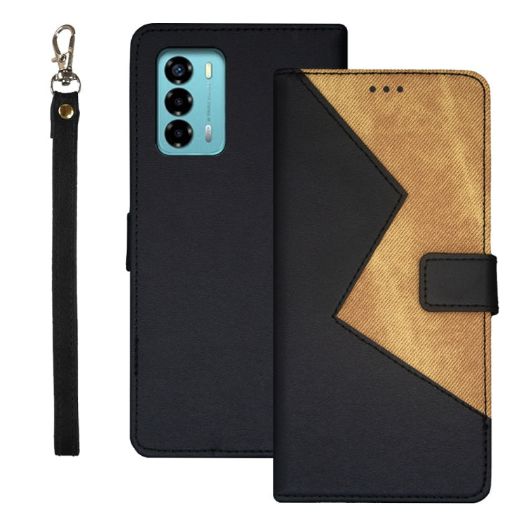 For ZTE Blade A72 4G idewei Two-color Splicing Leather Phone Case(Black) by idewei