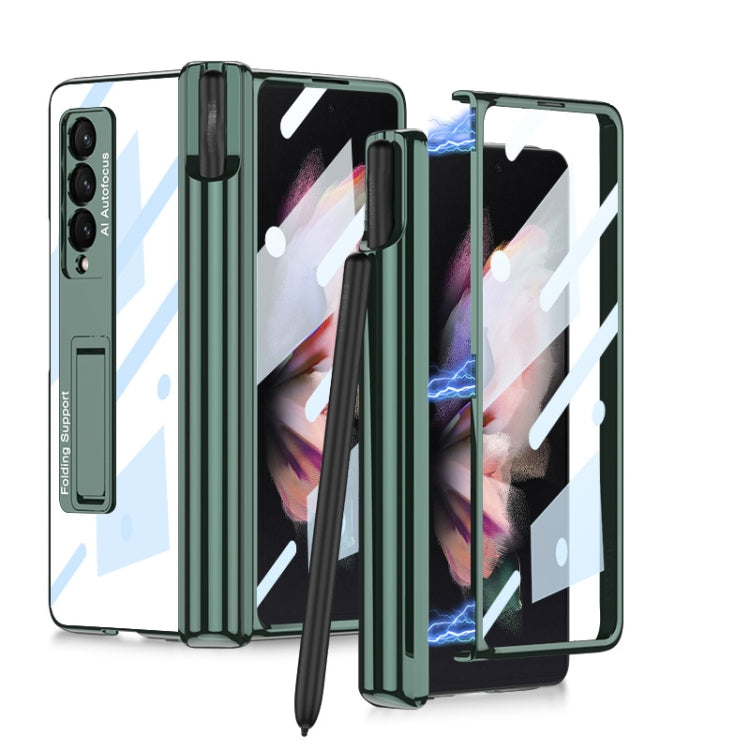For Samsung Galaxy Z Fold3 5G GKK Magnetic Fold Hinge Shockproof Phone Case with Pen Slots(Green) by GKK