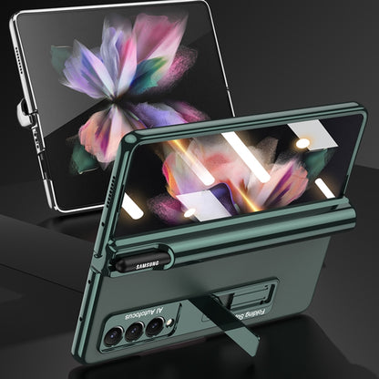 For Samsung Galaxy Z Fold3 5G GKK Magnetic Fold Hinge Shockproof Phone Case with Pen Slots(Green) by GKK