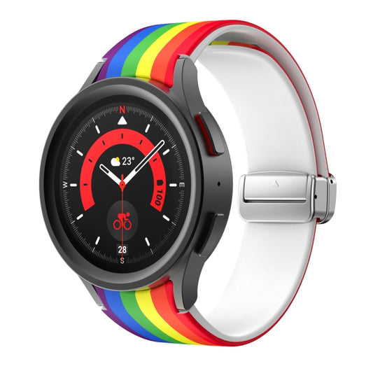 For Samsung Galaxy Watch5 Magnetic Printed Silicone Watch Band(Rainbow) by bashfashion
