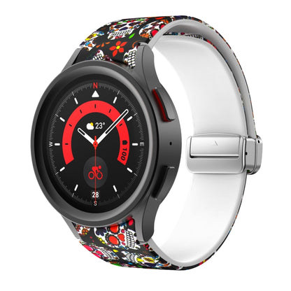 For Samsung Galaxy Watch5 Magnetic Printed Silicone Watch Band(Color Skull) by bashfashion