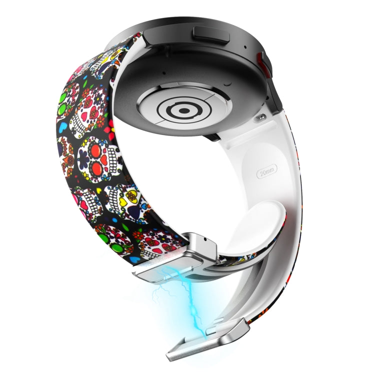 For Samsung Galaxy Watch5 Magnetic Printed Silicone Watch Band(Color Skull) by bashfashion