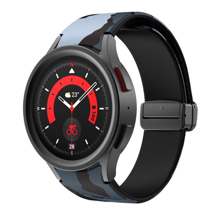 For Samsung Galaxy Watch5 Magnetic Printed Silicone Watch Band(Black Gray Camouflage) by bashfashion