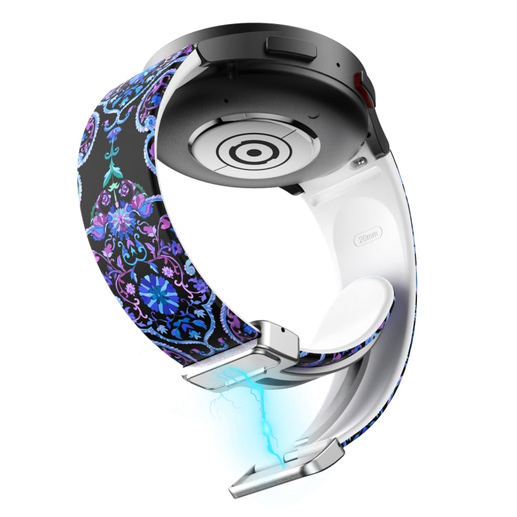 For Samsung Galaxy Watch5 Magnetic Printed Silicone Watch Band(Paisley) by bashfashion