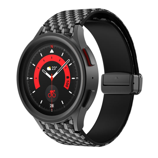 For Samsung Galaxy Watch5 Magnetic Printed Silicone Watch Band(Carbon Fiber) by bashfashion
