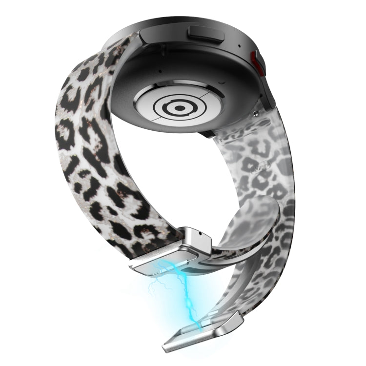 For Samsung Galaxy Watch5 Magnetic Printed Silicone Watch Band(Transparent Leopard) by bashfashion